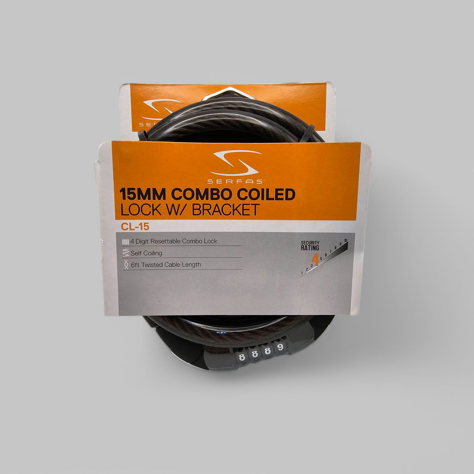 Serfas 15mm Combo Coiled Bike Lock